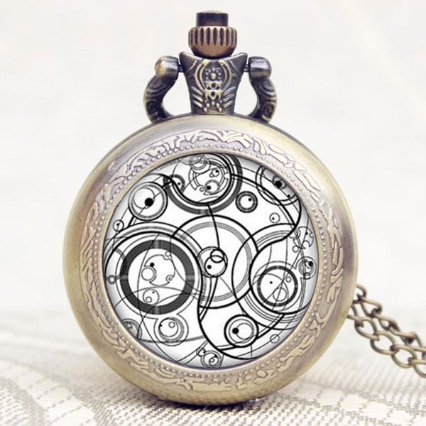 

classic pocket watch who simple design perfect length of bronze jewelry pendant necklace chain reloj de bolsillo clock, Slivery;golden