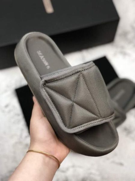 

kanye west season 6 nylon slides men women memory foam slippers, Black