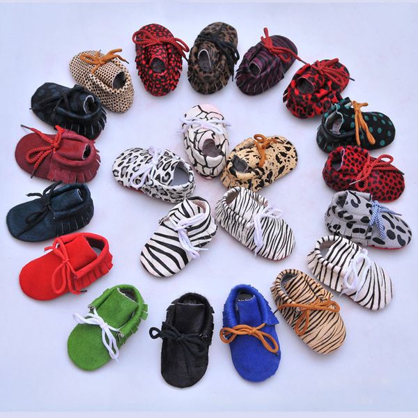 

2018 new baby moccasins shoes infant genuine leather leopard print first walkers soft bottom tassel toddler shoes 44colors