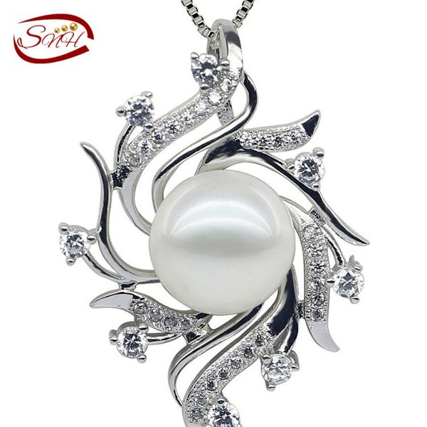 

2017 new drop pearl pendant , 925 sterling silver chain necklace, white freshwater pearl pendant
