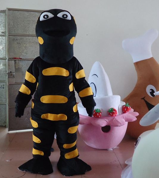 2018 Sconto vendita in fabbrica Costume da mascotte lucertola nera per adulti Costume da lucertola animale Costume da festa di compleanno di Natale