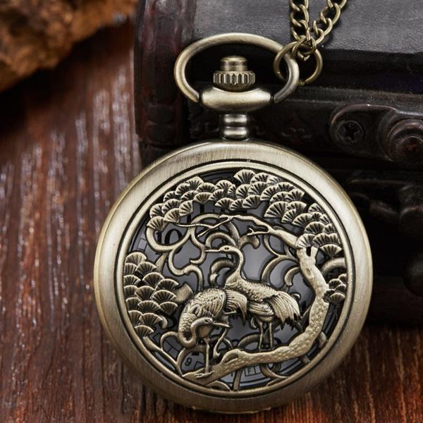 

vintage cute hollow birds fullmetal alchemist quartz pocket watch men women bronze clock men necklace chain pocket watches, Slivery;golden