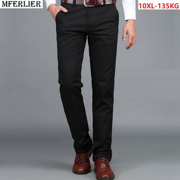 

mferlier men pants 9xl 10xl stretch trousers 7xl 8xl large size big smart casual 44 46 48 business straight pants khaki cotton, Black