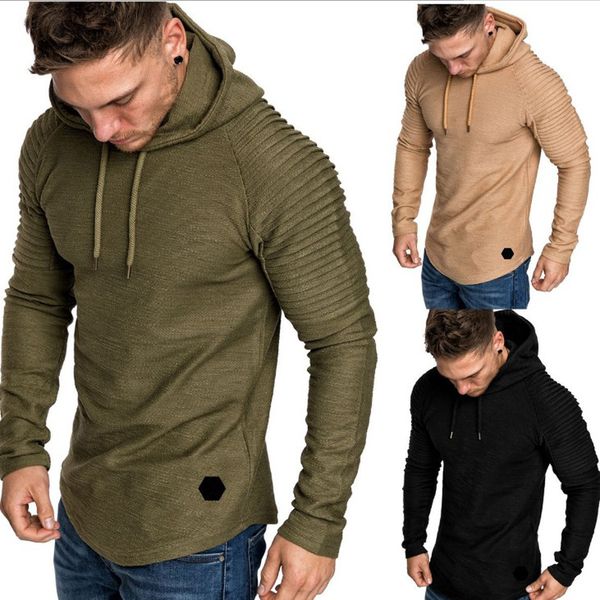 

2018 autumn new fashion mens hoodies brand men solid color hooded sling sweatshirt mens hoodie hip hop hoodie 5xl, Black