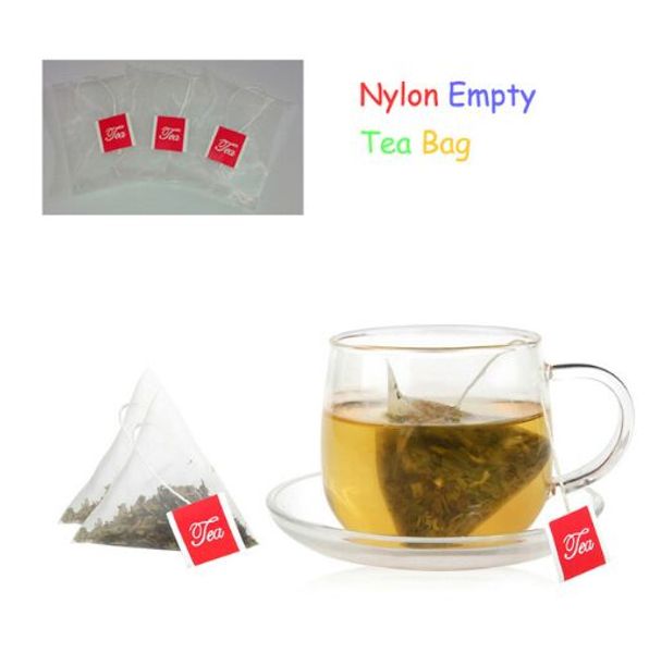 

100pcs/lot large nylon empty pyramid teabag tea infuser strainer teabags 6.5*8cm