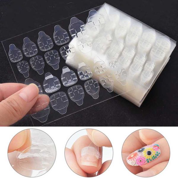 

10sheets transparent jelly double-sided adhesive nail sticker ultra-thin diy nail glue sticky tape false tips art tool, Black