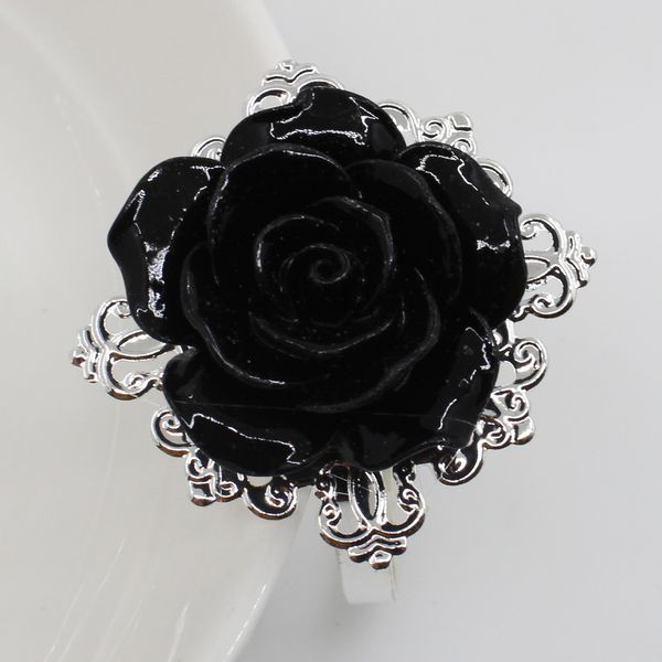 

new 5pc black resin rose napkin rings napkin holder wedding napkins fabric decorative deduction party dinner table decoration