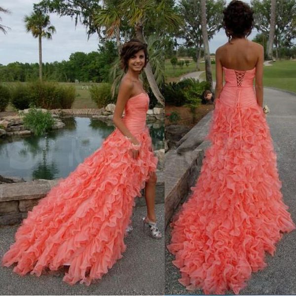 Coral High Low Prom Dresses 2018
