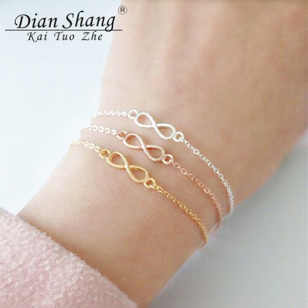 

dianshangkaituozhe 10pcs infinity sign copper charms bracelets bangles vintage delicate jewellery for women bff christmas gifts, Golden;silver