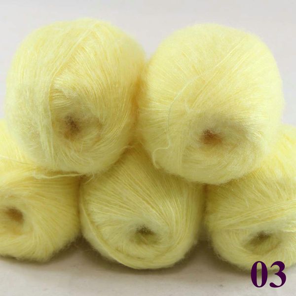 

sale 5 ballsx50g luxurious mohair 50% cashmere 50% silk hand yarn knitting multiple colors to choose from corn yellow 290-03, Black;white