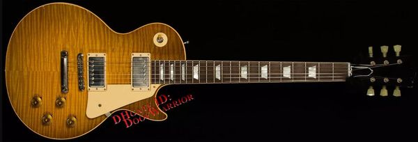

custom shop historic 1960 reissue tom murphy aged vintage lemon burst relic electric guitar, one piece neck, little pin tone pro bridge