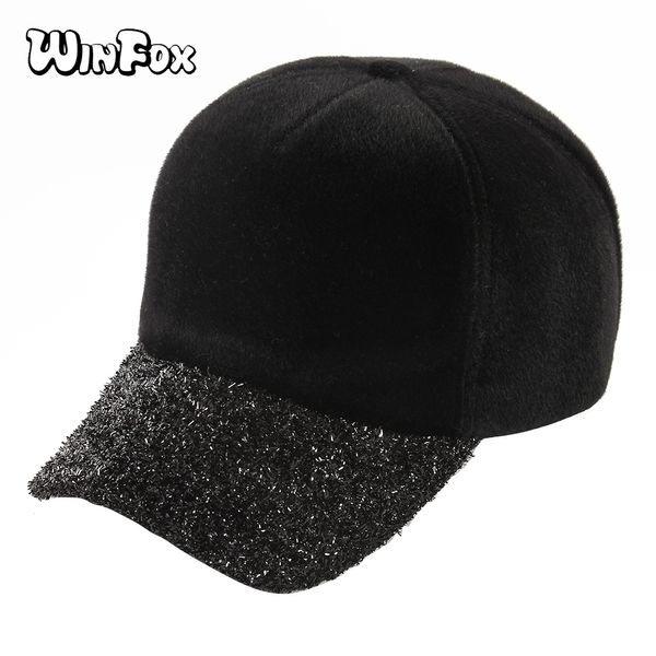 

winfox black faux fur snapback trucker hats hip hop winter flat baseball cap fitted panel golf casquette caps women men, Blue;gray