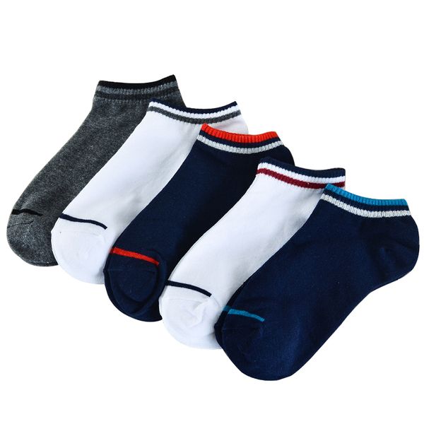 

5pairs=10pcs/lot 2018 solid color socks cotton men fashion stripes boat socks summer male casual breathable boy new, Black