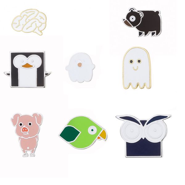 

cute cartoon animal hard enamel brooches pins lapel pins for women men fashion clothes backpack hat jacket shirt badge for children fashion, Gray