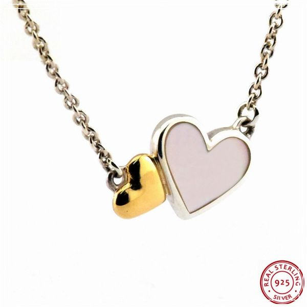 

luminous hearts collier necklace for women jewelry crafted from popular 925 sterling silver & 14ct gold 45cm fln026k