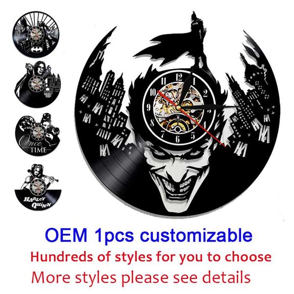 

oem 1pcs customizable 12 inches black vinyl record wall classroom home decor wall art clock gift