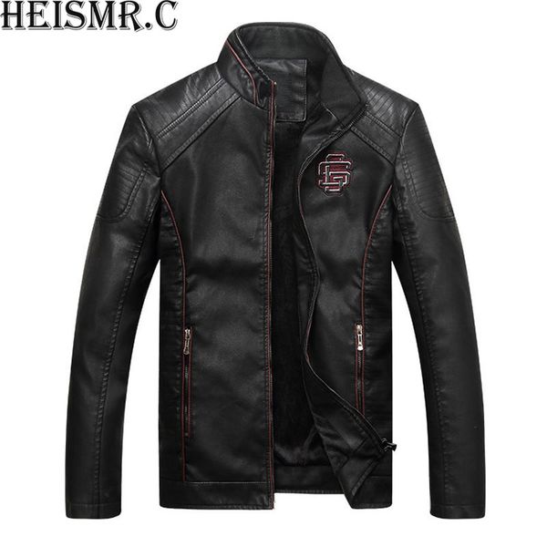 

2018 new men's jacket mens winter fleece jacket coat men stand collar plus velvet pu leather casual outwear mens clothes bdk133, Black;brown