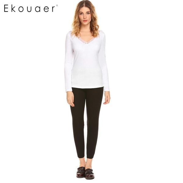 

ekouaer patchwork casual v neck long sleeve back lace women slim waist solid underwear, Black;red