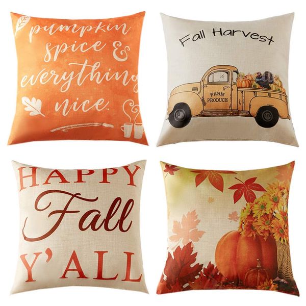 

breathable fall pillow case cushion covers autumn theme farmhouse decorative throw pillows case 45cm*45cm for thanksgiving home decoration