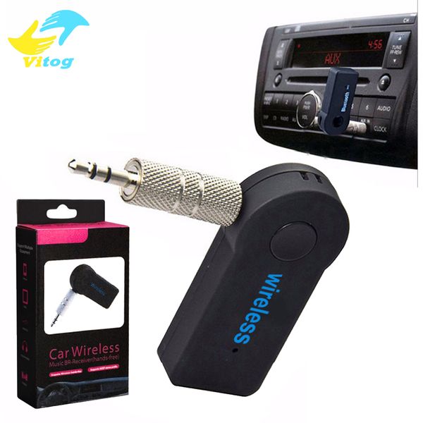 

Univer al 3 5mm bluetooth car kit a2dp wirele fm tran mitter aux audio mu ic receiver adapter hand with mic for phone mp3 retail box