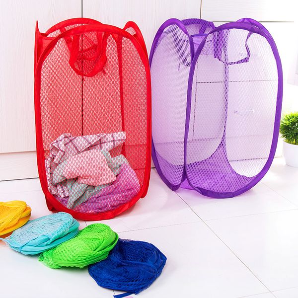 

new convenient foldable mesh fabric laundry basket household dirty clothes storage baskets clothes storage supplies t1i594
