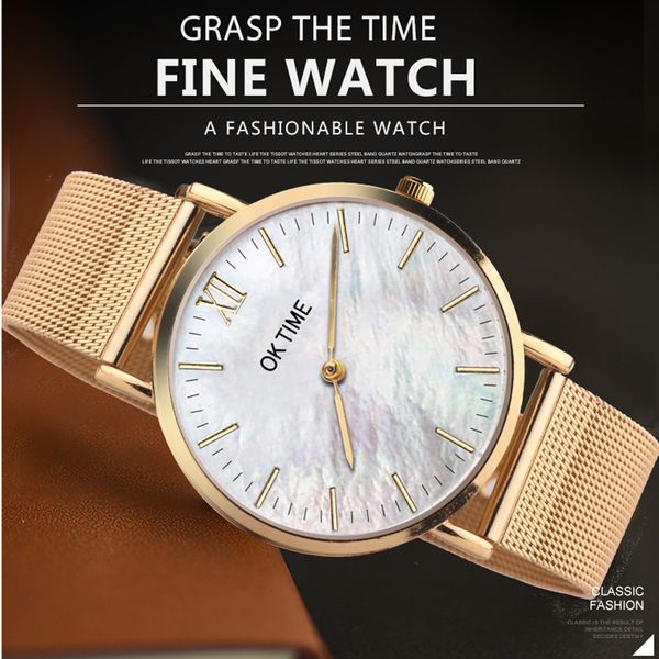 

stainless steel ultra thin men's women watches waterproof in life luxury casual quartz watch 9.13, Slivery;brown