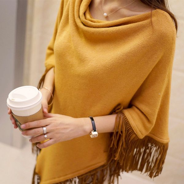 

2016 turtleneck womans cape fashion brand fringe poncho batwing ladies winter ponchos and capes knitting poncho patterns sweater, White;black