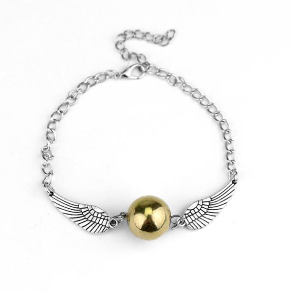 

5pcs fashion harry quidditch golden snitch bracelets for women and men potter cute ball wings chain bracelets gifts, Golden;silver
