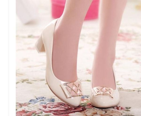 

send 2018 spring new style korean round head shallow mouth single shoes woman coarse heel high-heeled shoes, Black