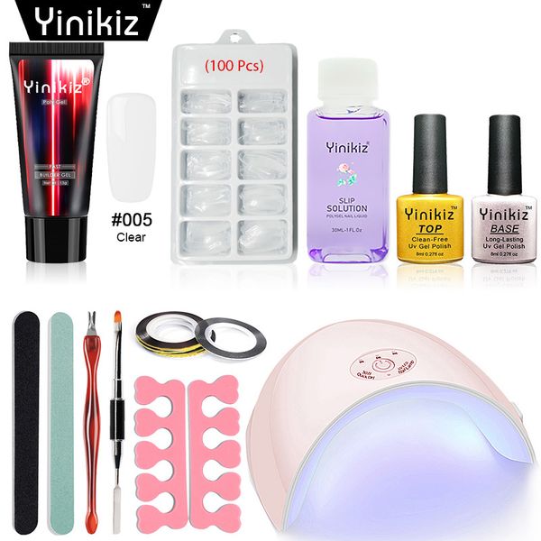 

yinikiz acrylic poly gel kit 36w uv lamp nail dryer base coat gel set nail art manicure brush tools poly set, Red;pink