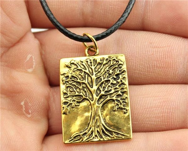 

wysiwyg 5 pieces leather chain necklaces pendants choker collar pendant necklace women tree 32x22mm n6-d10129, Golden;silver