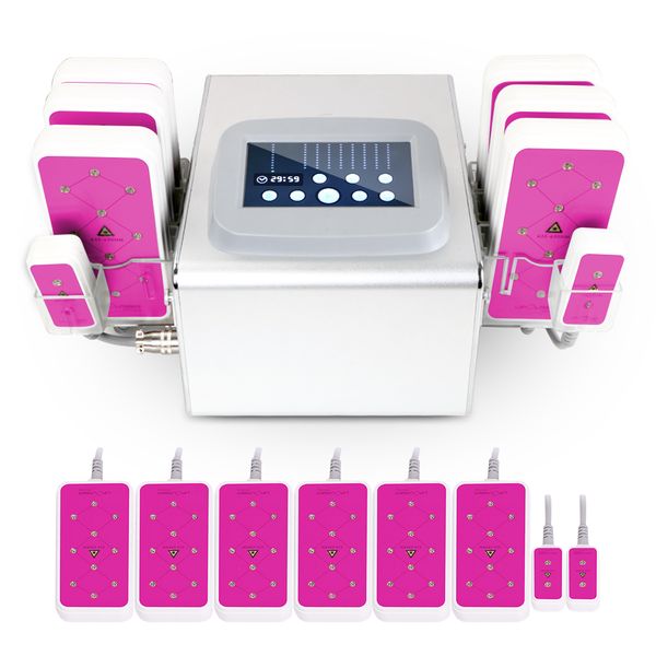 

new 635nm-650nm lipo laser 5mw portable lipolysis lipo fat body slim slimming weight loss 6big 2 small pads 320mw machine