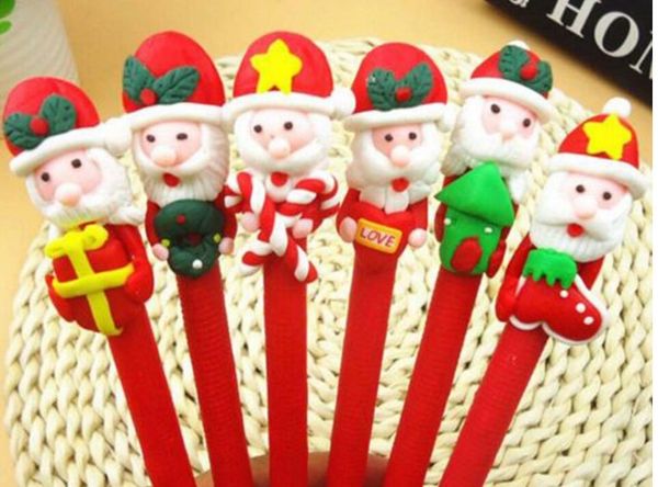 Penna natalizia per bambini Pupazzo di neve Babbo Natale penna a sfera in ceramica morbida rossa Penna natalizia per bambini Regalo di Natale per bambini