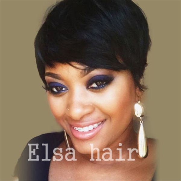 Short Wigs For African American Women Rihanna Short Pixie Human