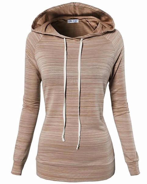 

женская мода с длинным рукавом полосатый с капюшоном водолазка толстовка, Black;brown