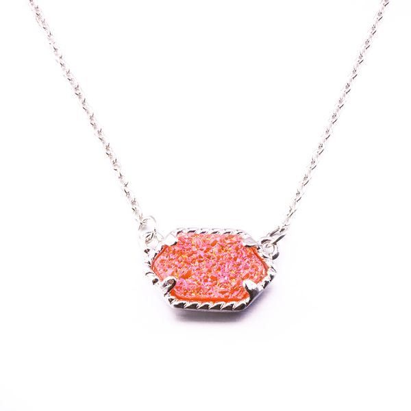 

15 серебристый стили druzy drusy ожерелье смолы камень кендра скотт ожерелья сообщение смешанные цвета геометрические ювелирные изделия, Silver