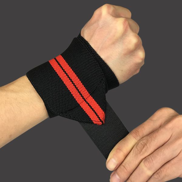 

1 pair nylon wrist wraps weight lifting sports safety support universal men women sport safety wrist support hw004, Black;red