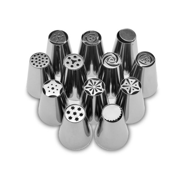 

12pcs/set stainless steel russian tulip icing piping nozzles pastry decoration tips cake decoration rose kitchen accessories