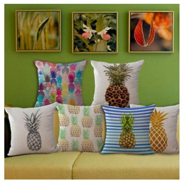 

pineapple printed cotton-flax pillow case cover sofa car pillow sham for living room bedroom study room dining room l myj 019
