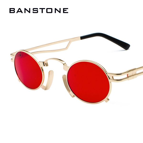 

banstone men metal oval frame steampunk gothic vampire sunglasses retro uv400 sun glasses cosplay styling oculos de sol, White;black