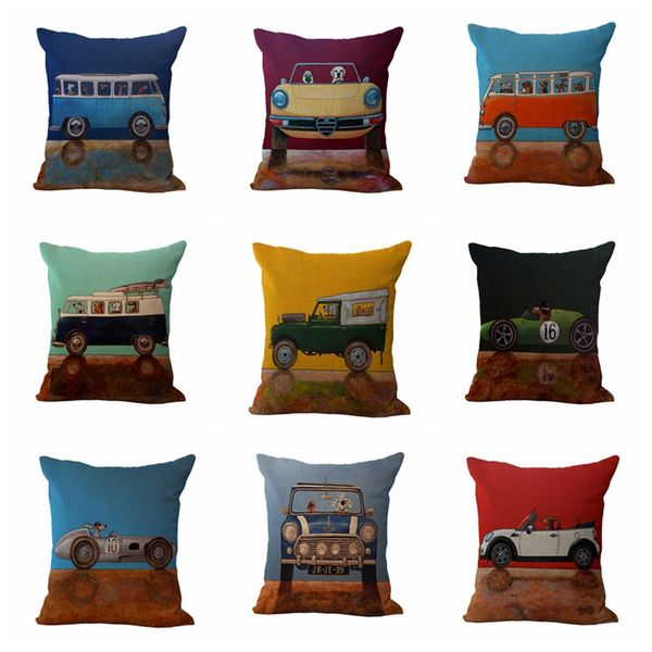

Подушка Новый прекрасный мультфильм собака вождения автомобиля Обложка Vintage Almofad