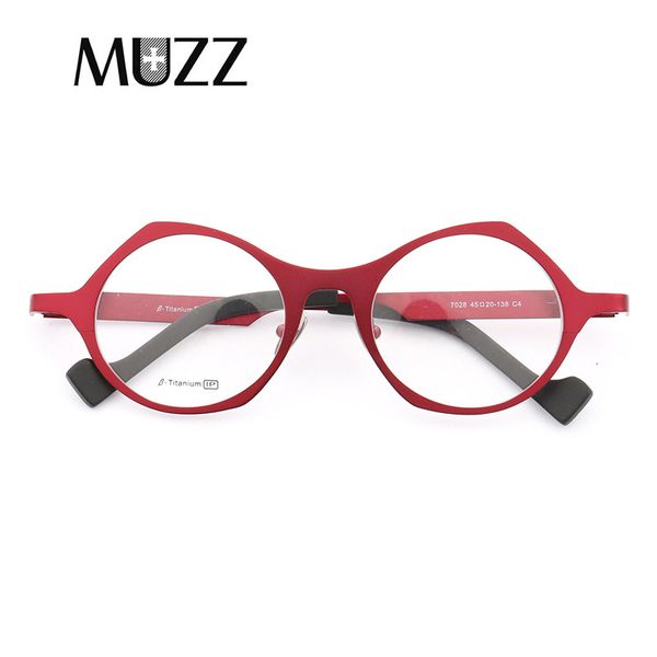 

muzz super light pure titanium frames eyeglasses men optical irregular small round full rim frame myopia prescription clear len, Silver