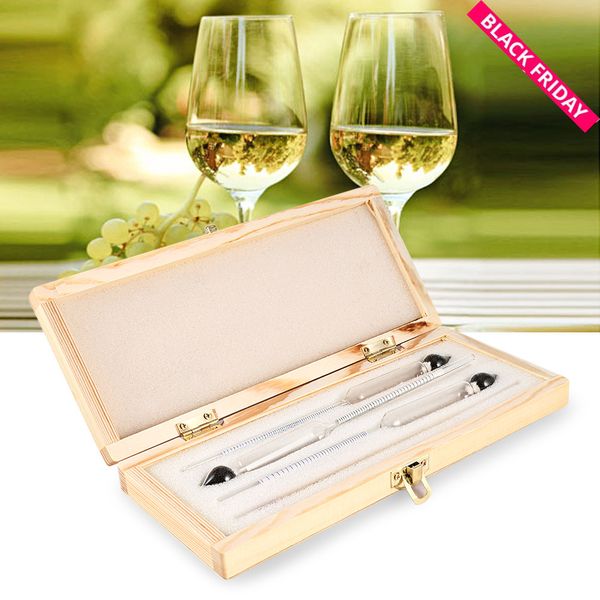 

3pcs hydrometer alcoholmeter set 0 to 100% alcohol meter tester+thermometer wine meter vintage alcohol concentration meters tool