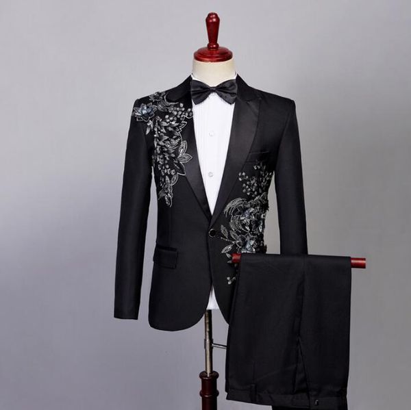 

chorus groom sequin suits for men blazer boys prom mariage suits fashion slim masculino latest coat pant designs singer stage, White;black