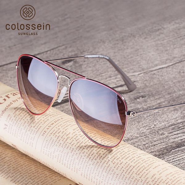 

colossein pilot sunglasses for coating uv400 glasses light metal alloy eyewear sunglasses women gradient lens goggles, White;black
