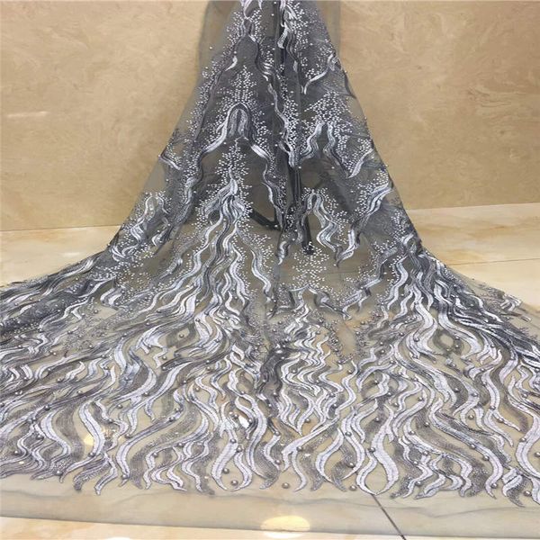 

african beads lace fabric french beaded lace beaded embroidered tulle lace fabric evening dress jx1457b-1, Black;white