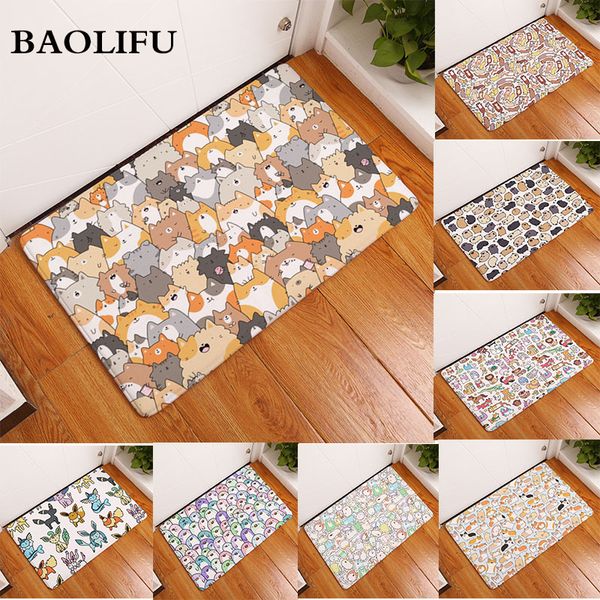 Durable Entrance Door Mats Lovely Cartoon Dog Cat Rug Home