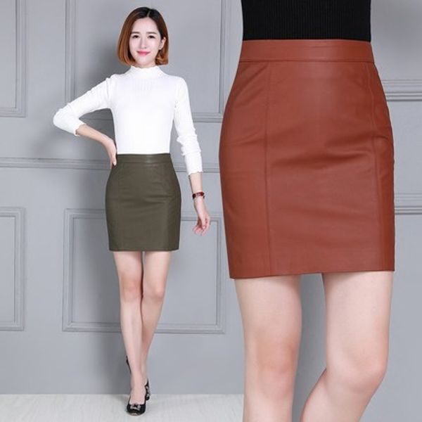 

new sheepskin leather skirt, Black