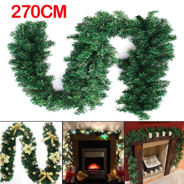 2 7m 9ft Artificial Green Wreaths Christmas Garland Fireplace