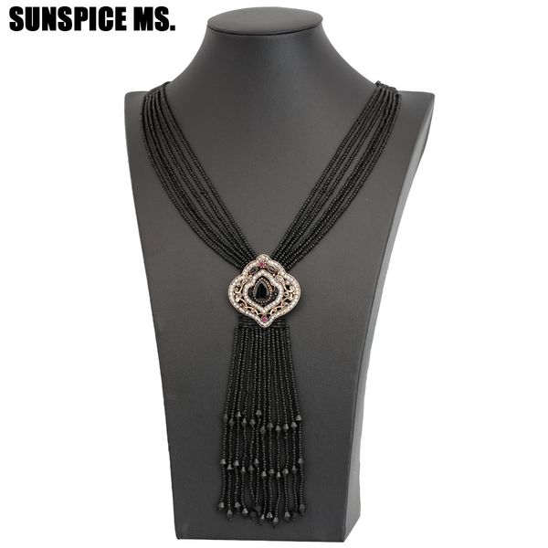 

albania women beads tassels necklace antqiue gold color natural stone pendant combined necklace bohemia ethnic wedding jewelry, Silver